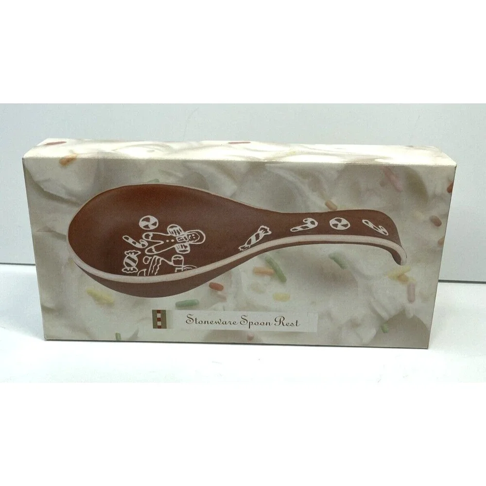 Gingerbread Man Christmas Candy Holiday Porcelain Spoon Rest Ladle 9